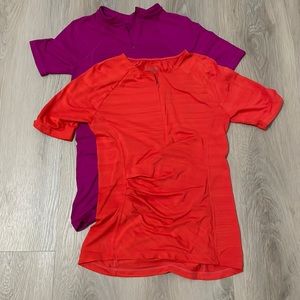 Athleta Womens Purple & orange Heathered 1/2 Zip ruched athletic top bundle